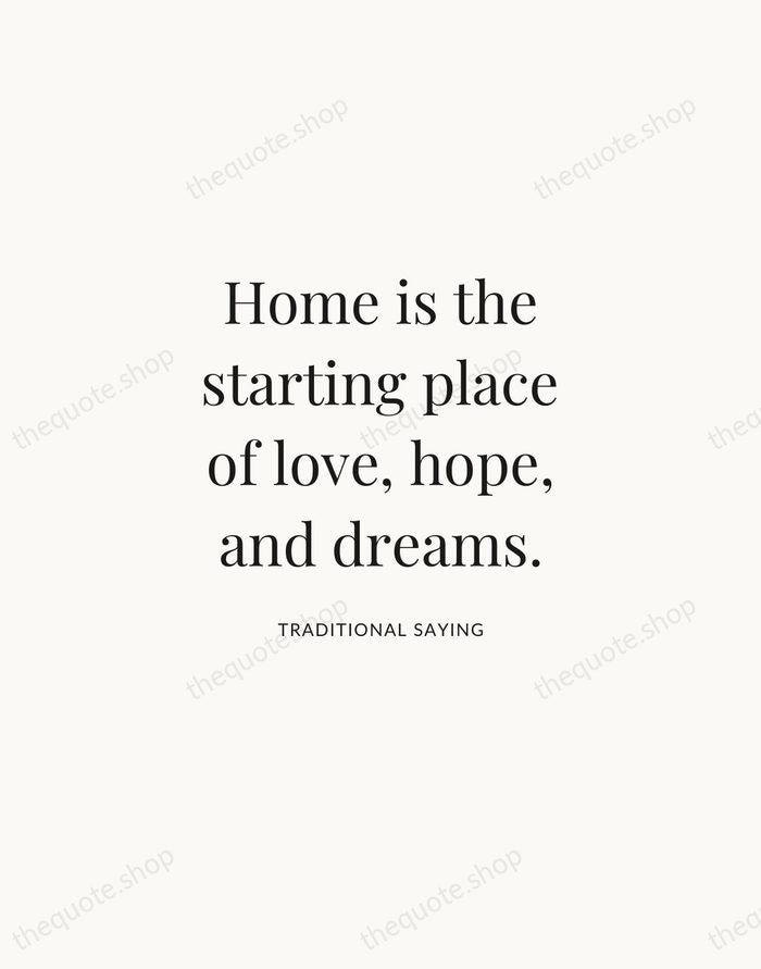 Home is the starting place of love, hope, and dreams. — Traditional Saying | Printable Wall Art — Atelier Serif