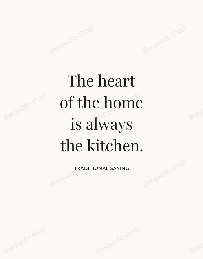 The heart of the home is always the kitchen. — Traditional Saying | Printable Wall Art — Atelier Serif