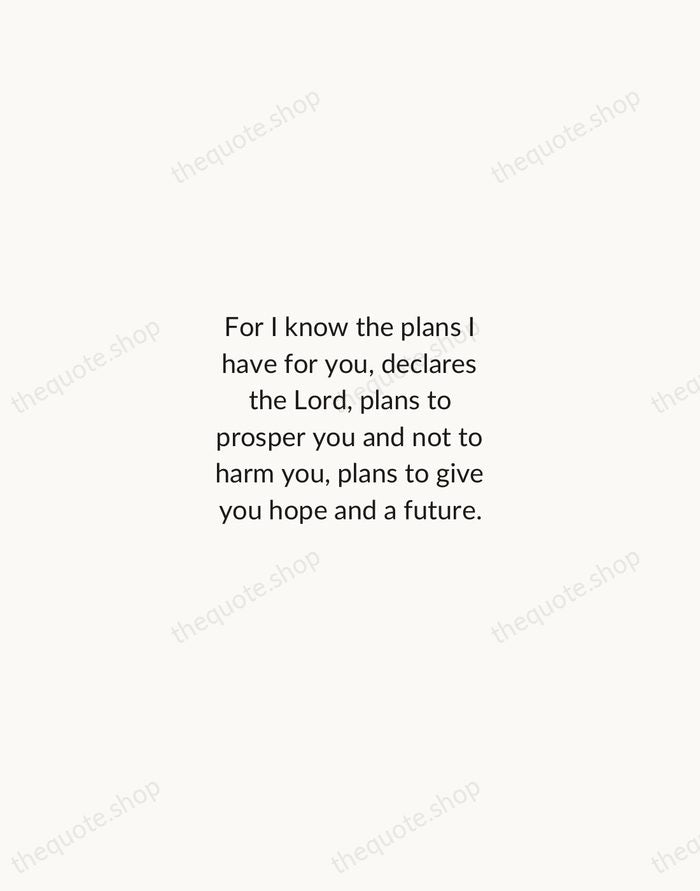 For I know the plans I have for you, declares the Lord… — Bible — Minimal Unsigned