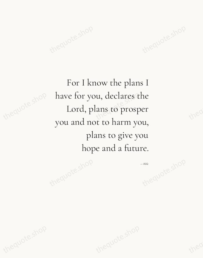 For I know the plans I have for you, declares the Lord… — Bible — Soft Serif Right