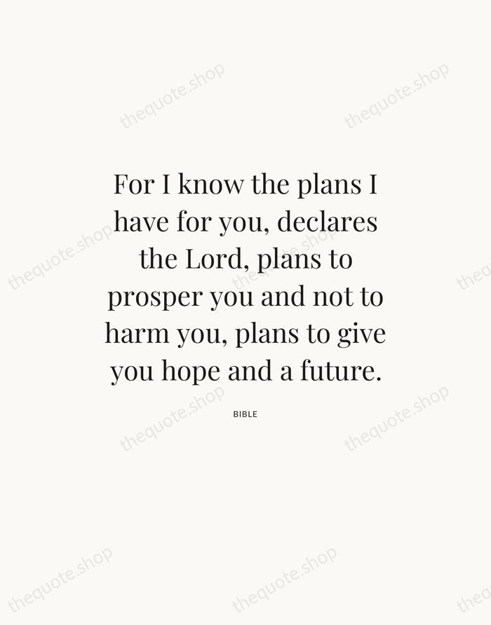 For I know the plans I have for you, declares the Lord… — Bible — Statement Serif