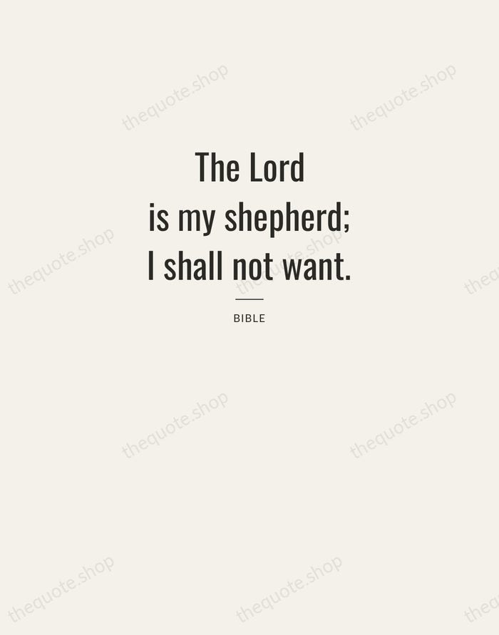 The Lord is my shepherd; I shall not want. — Bible — Letterpress Caps