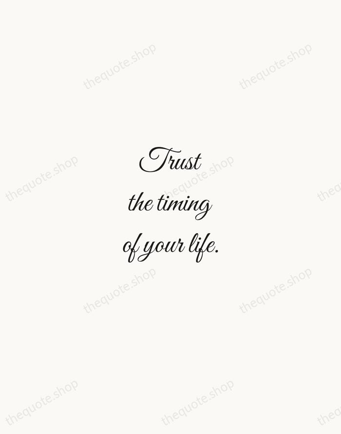 Trust the timing of your life. — Traditional Saying — Script Whisper