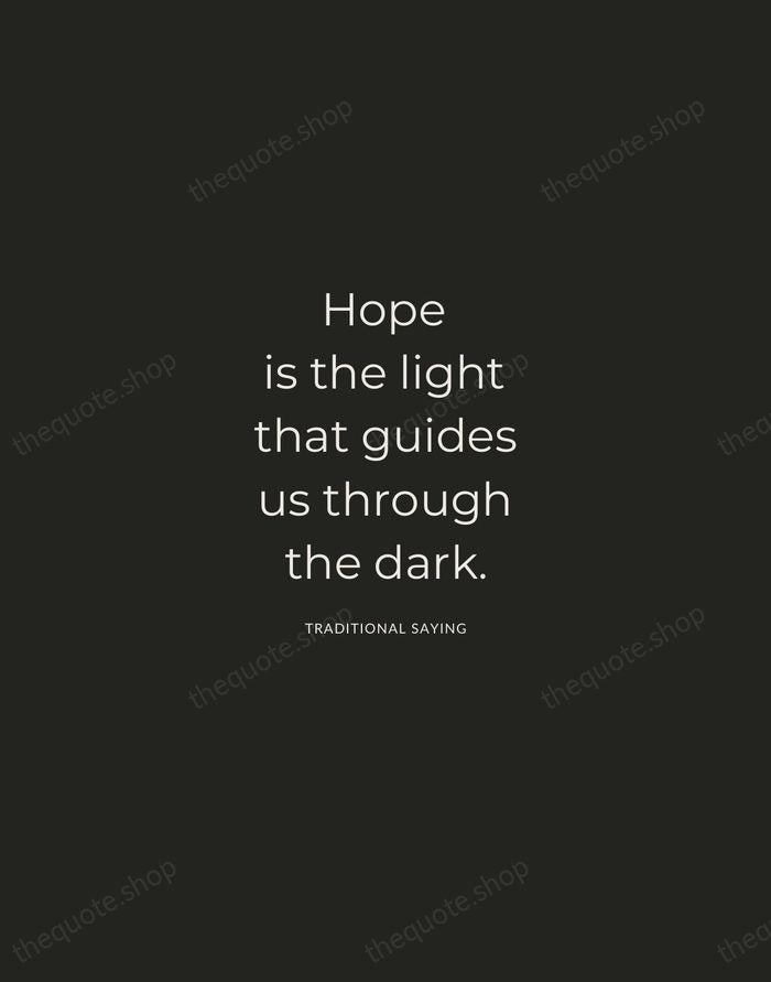 Hope is the light that guides us through the dark. — Traditional Saying — Charcoal Sans