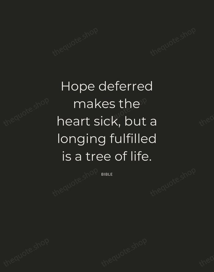 Hope deferred makes the heart sick, but a longing fulfilled is a… — Bible — Charcoal Sans