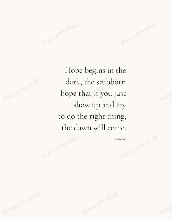 Hope begins in the dark, the stubborn hope that if you just… — Anne Lamott — Soft Serif Right