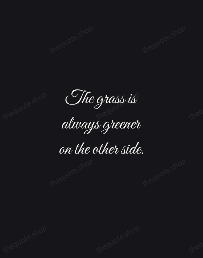 The grass is always greener on the other side. — English Proverb — Night Script