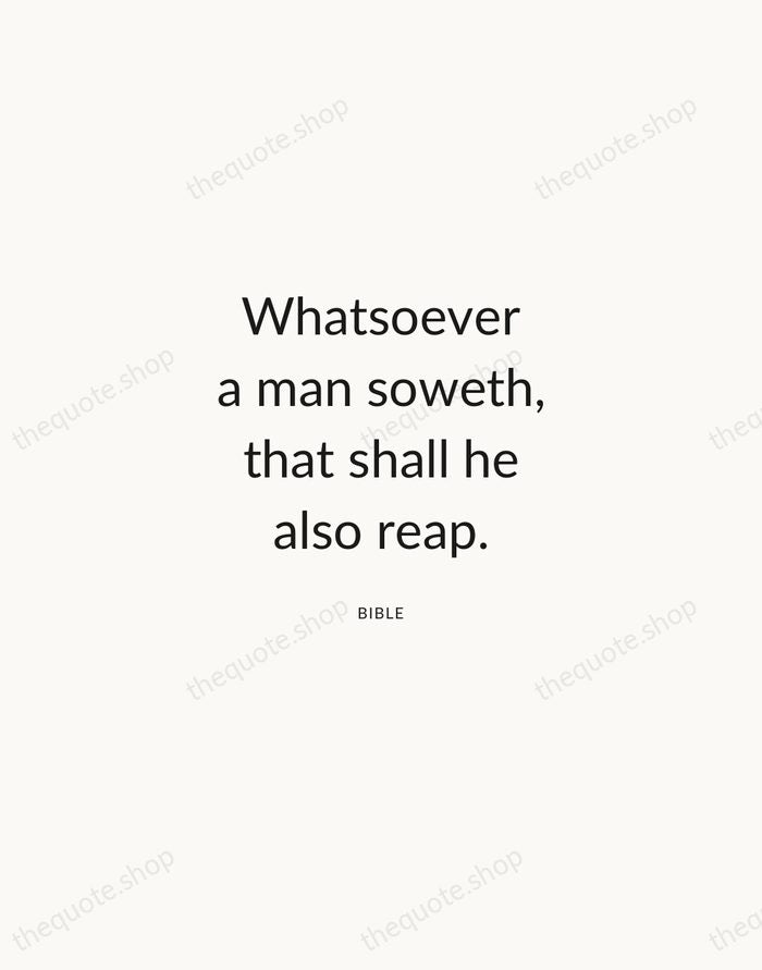 Whatsoever a man soweth, that shall he also reap. — Bible — Modern Sans Calm