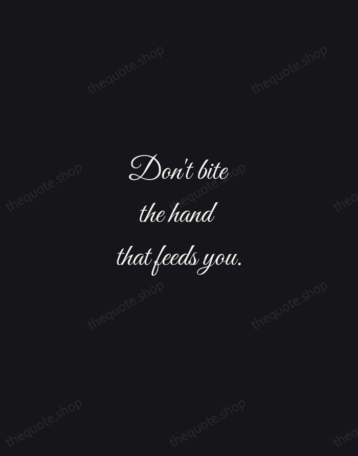 Don't bite the hand that feeds you. — English Proverb — Night Script