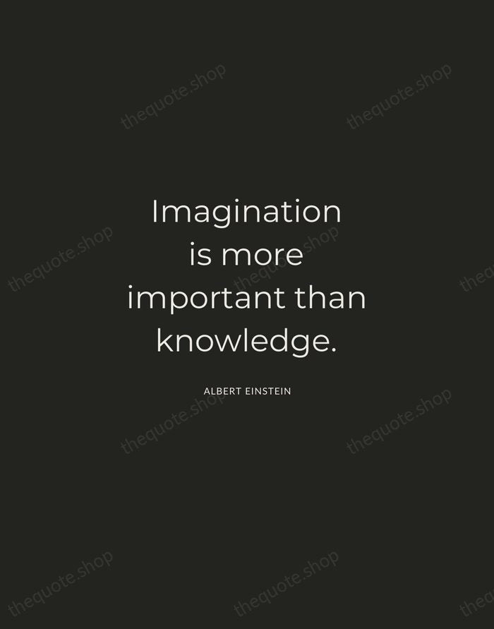 Imagination is more important than knowledge. — Albert Einstein — Charcoal Sans