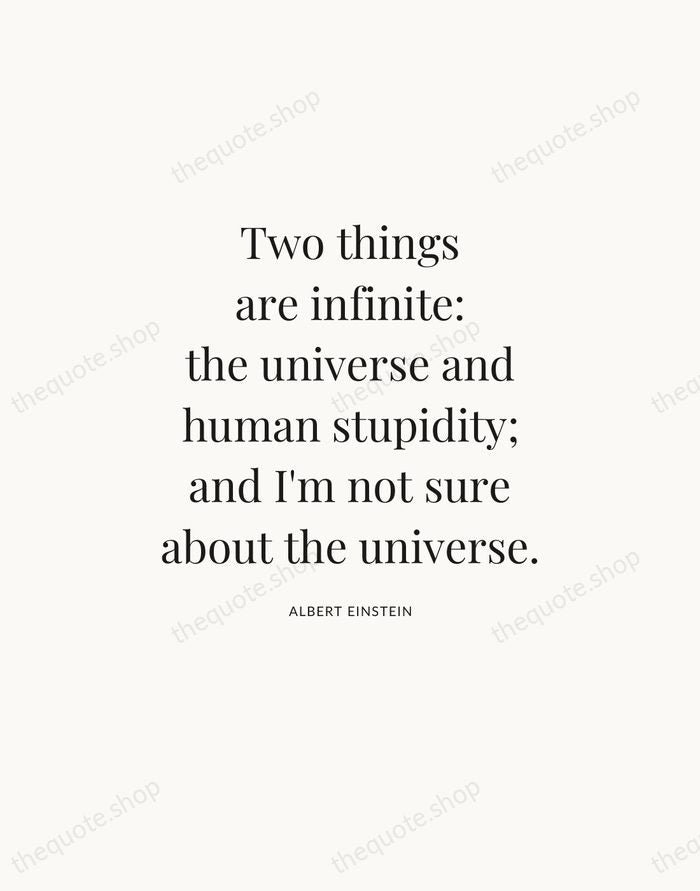 Two things are infinite: the universe and human stupidity; and I'm not… — Albert Einstein — Statement Serif