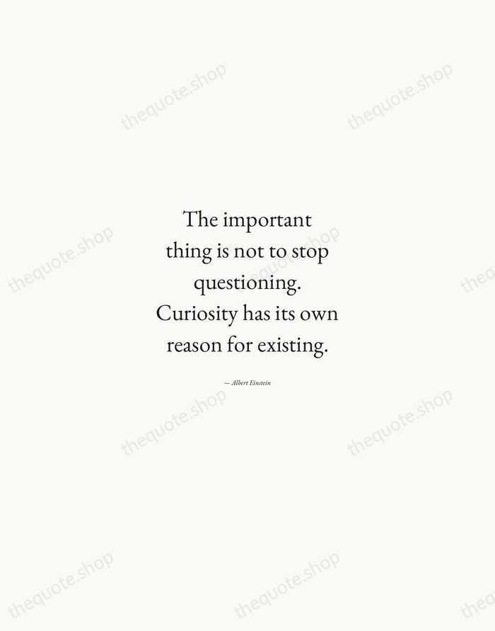 The important thing is not to stop questioning. Curiosity has its own… — Albert Einstein — Quiet Garamond