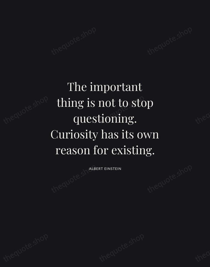 The important thing is not to stop questioning. Curiosity has its own… — Albert Einstein | Printable Wall Art — Midnight Serif