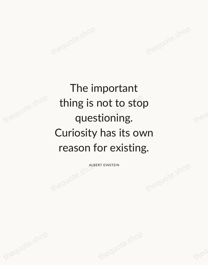 The important thing is not to stop questioning. Curiosity has its own… — Albert Einstein — Modern Sans Calm