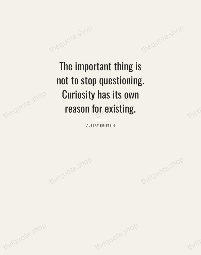 The important thing is not to stop questioning. Curiosity has its own… — Albert Einstein — Letterpress Caps
