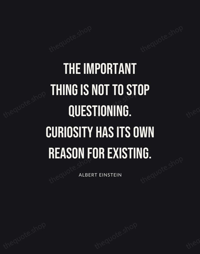 The important thing is not to stop questioning. Curiosity has its own… — Albert Einstein | Printable Wall Art — Poster Condensed