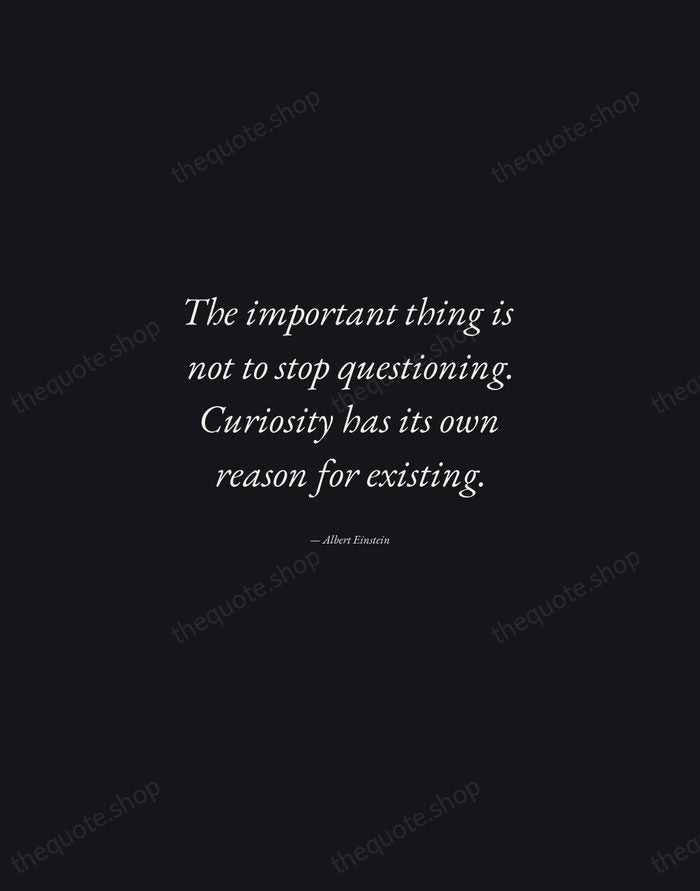 The important thing is not to stop questioning. Curiosity has its own… — Albert Einstein — Manuscript Italic