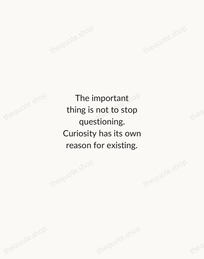 The important thing is not to stop questioning. Curiosity has its own… — Albert Einstein — Minimal Unsigned