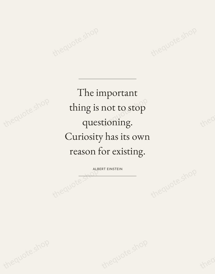 The important thing is not to stop questioning. Curiosity has its own… — Albert Einstein — Gallery Frame