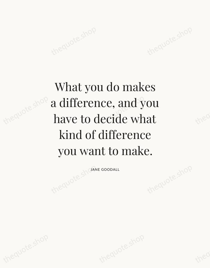 What you do makes a difference, and you have to decide what… — Jane Goodall | Printable Wall Art — Atelier Serif