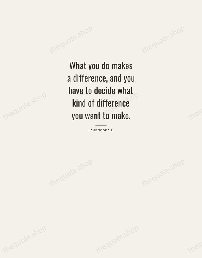 What you do makes a difference, and you have to decide what… — Jane Goodall — Letterpress Caps