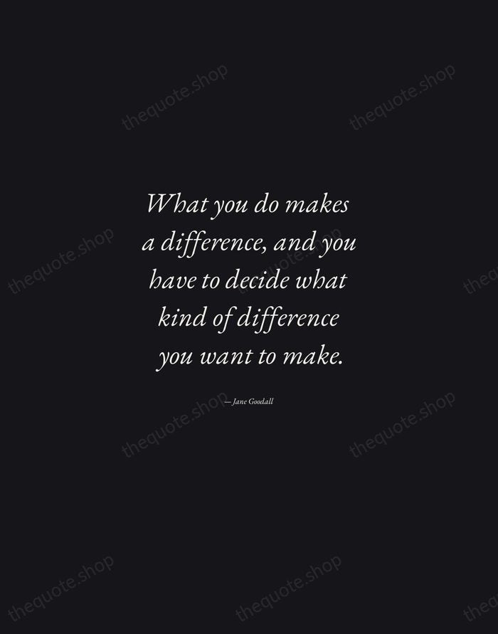 What you do makes a difference, and you have to decide what… — Jane Goodall — Manuscript Italic