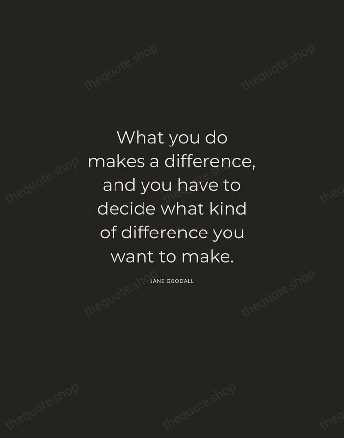 What you do makes a difference, and you have to decide what… — Jane Goodall — Charcoal Sans