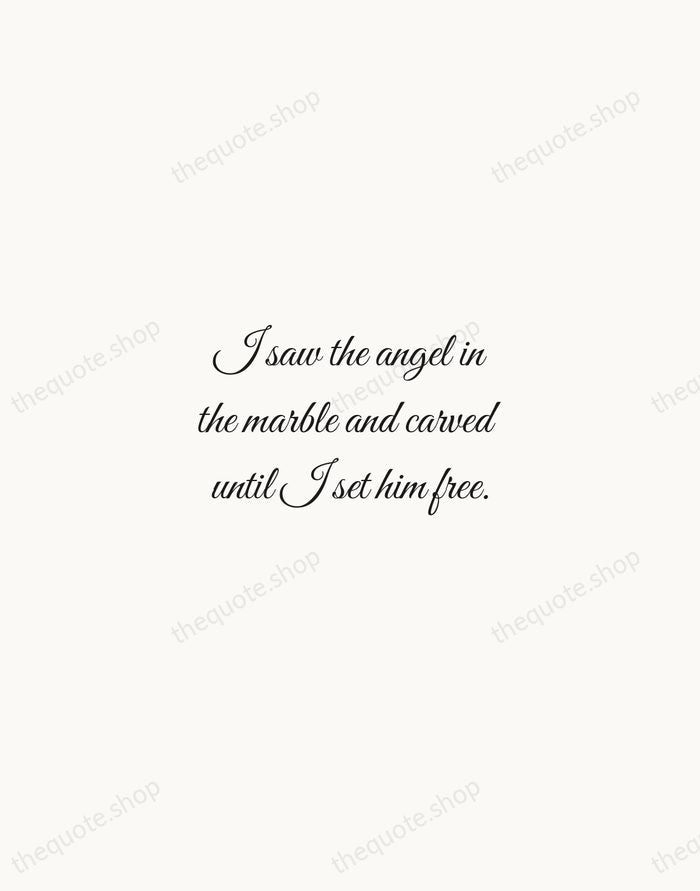I saw the angel in the marble and carved until I set… — Michelangelo — Script Whisper