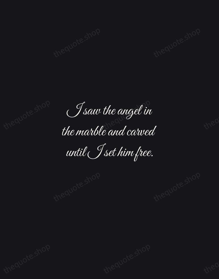 I saw the angel in the marble and carved until I set… — Michelangelo — Night Script