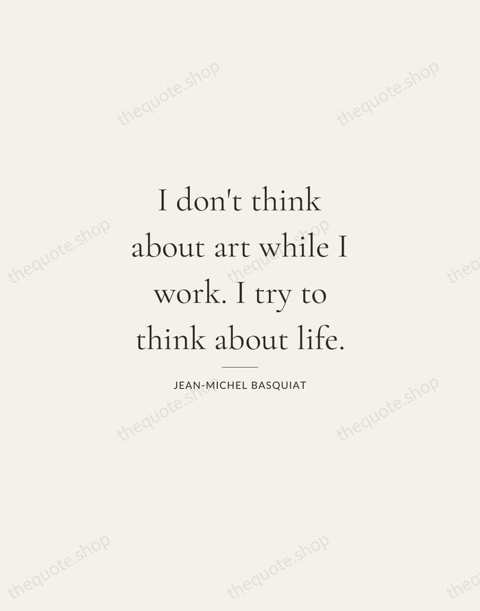 I don't think about art while I work. I try to think… — Jean-Michel Basquiat — Gallery Rule
