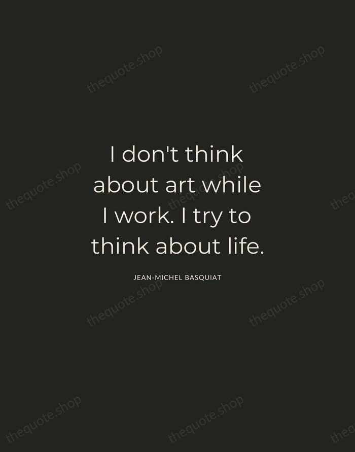 I don't think about art while I work. I try to think… — Jean-Michel Basquiat — Charcoal Sans