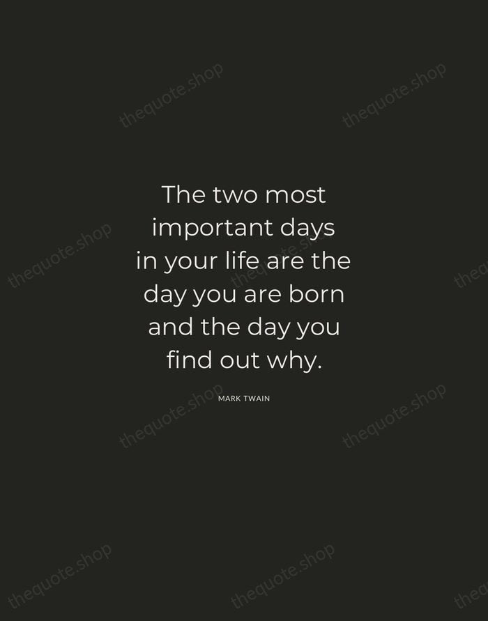 The two most important days in your life are the day you… — Mark Twain — Charcoal Sans