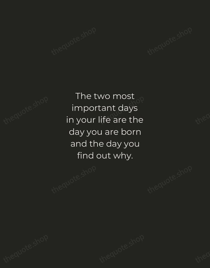 The two most important days in your life are the day you… — Mark Twain — Tracked Caps Unsigned