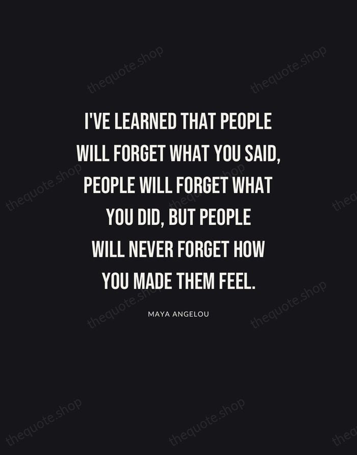 I've learned that people will forget what you said, people will forget… — Maya Angelou | Printable Wall Art — Poster Condensed