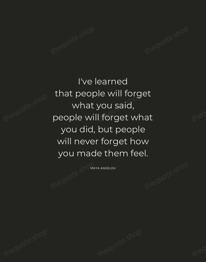 I've learned that people will forget what you said, people will forget… — Maya Angelou — Charcoal Sans