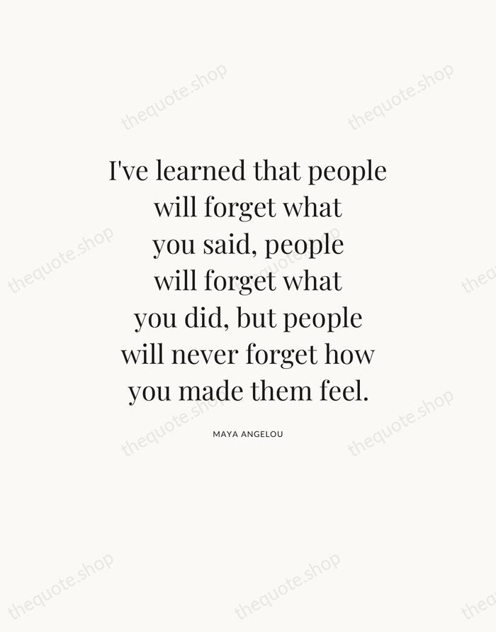 I've learned that people will forget what you said, people will forget… — Maya Angelou — Statement Serif