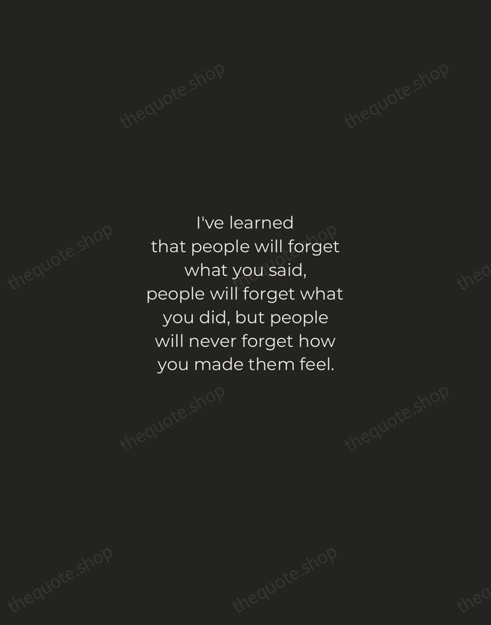 I've learned that people will forget what you said, people will forget… — Maya Angelou — Tracked Caps Unsigned