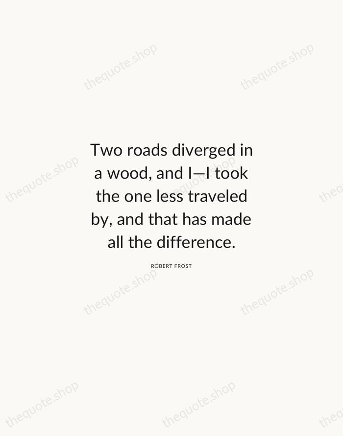 Two roads diverged in a wood, and I—I took the one less… — Robert Frost — Modern Sans Calm