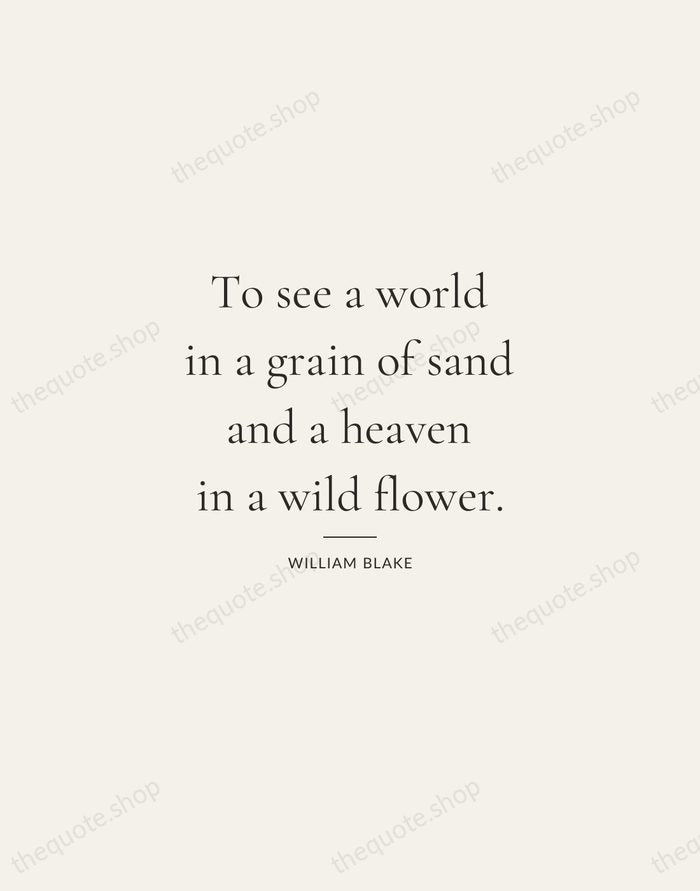 To see a world in a grain of sand and a heaven… — William Blake — Gallery Rule