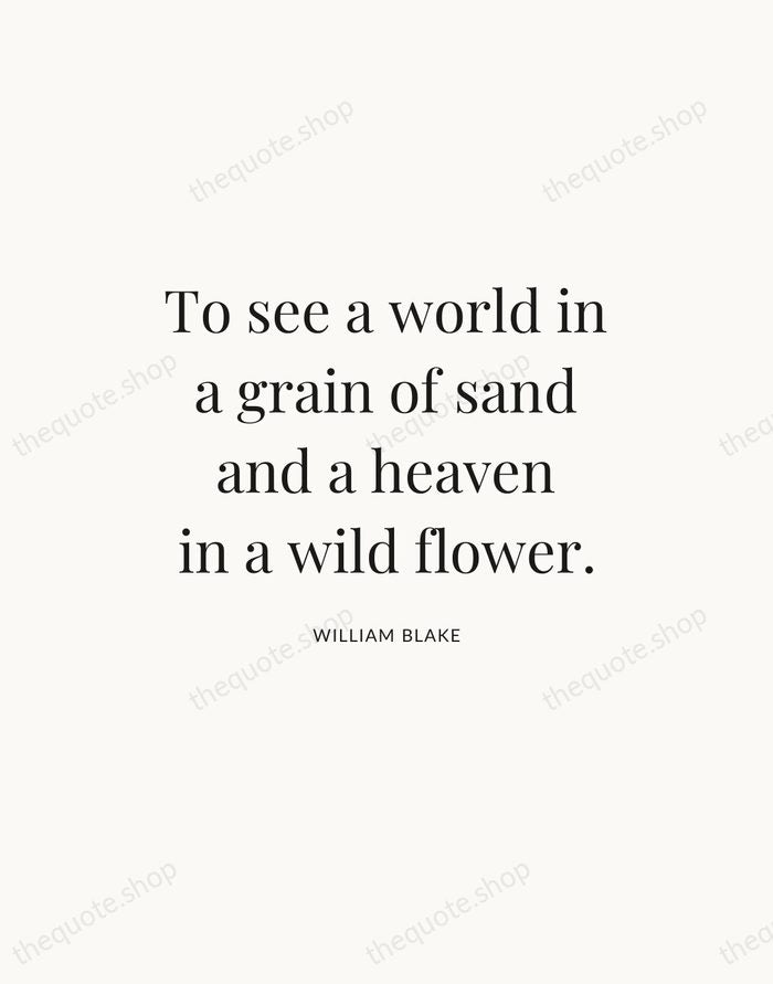 To see a world in a grain of sand and a heaven… — William Blake — Statement Serif