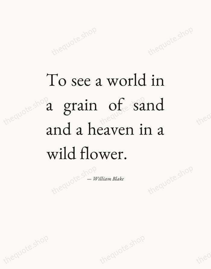 To see a world in a grain of sand and a heaven… — William Blake — Editorial Justified
