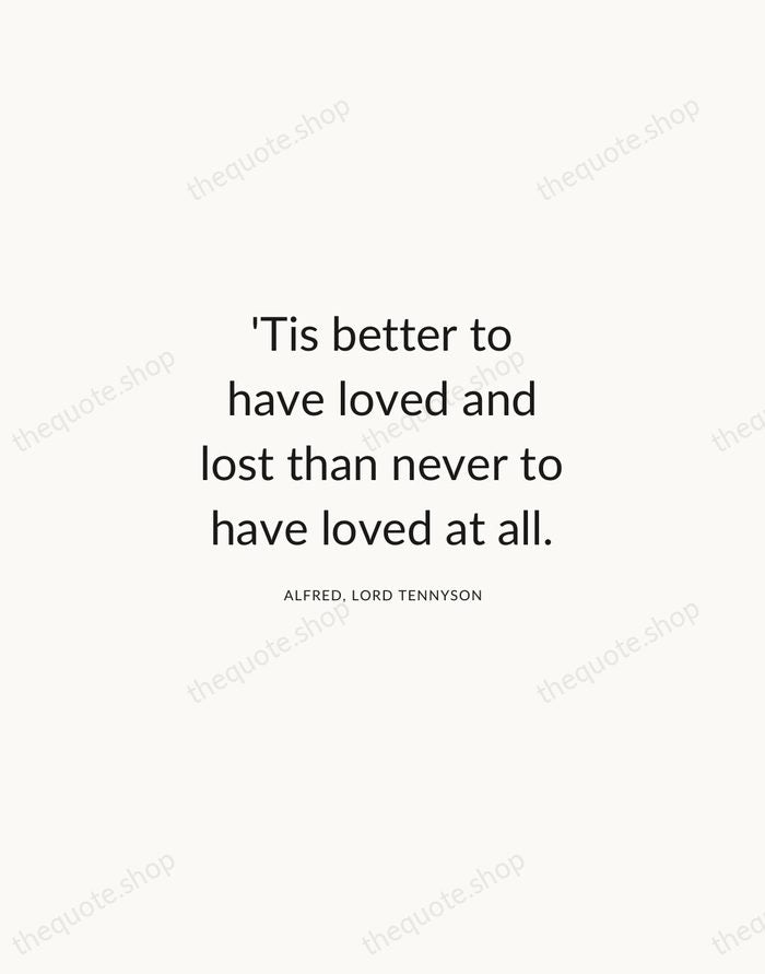 'Tis better to have loved and lost than never to have loved… — Alfred, Lord Tennyson — Modern Sans Calm