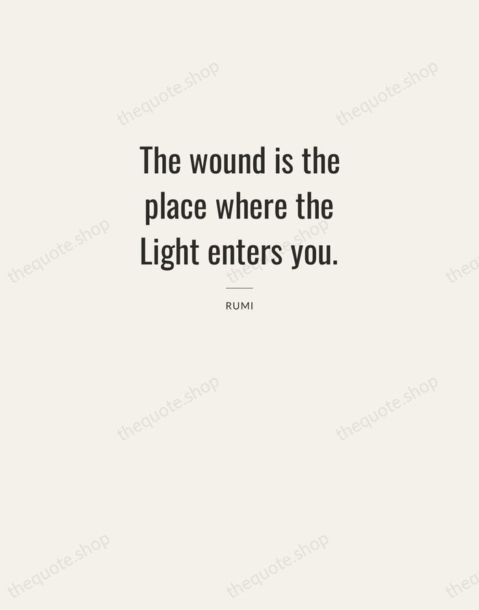 The wound is the place where the Light enters you. — Rumi — Letterpress Caps