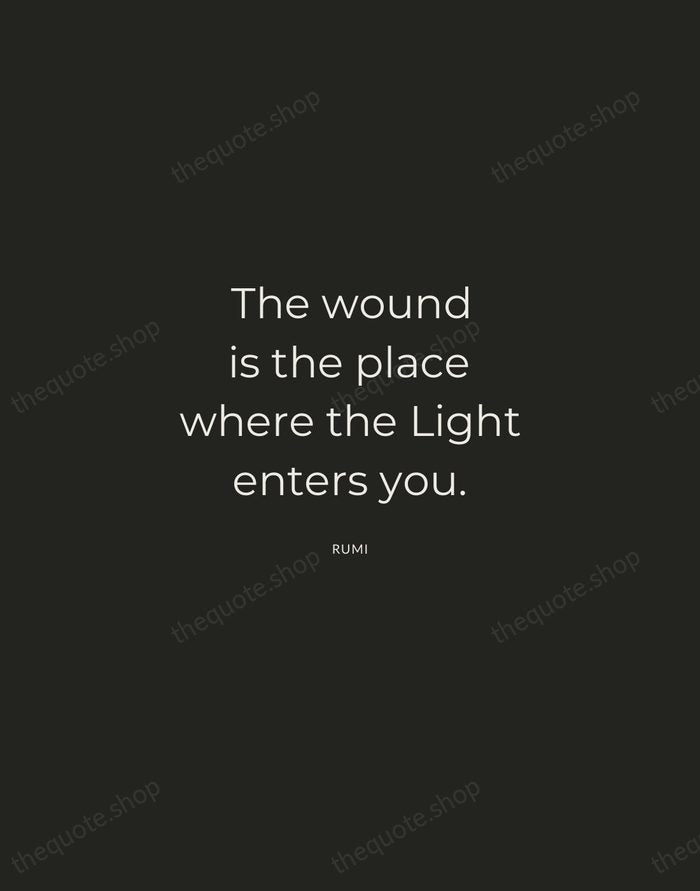 The wound is the place where the Light enters you. — Rumi — Charcoal Sans