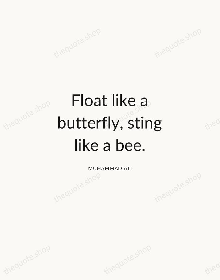 Float like a butterfly, sting like a bee. — Muhammad Ali — Modern Sans Calm