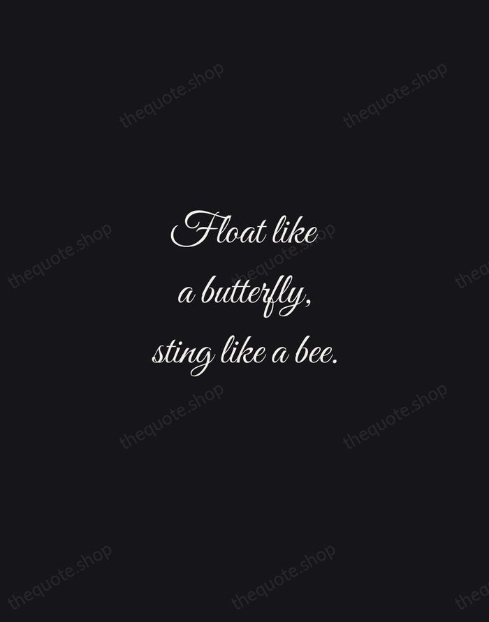 Float like a butterfly, sting like a bee. — Muhammad Ali — Night Script