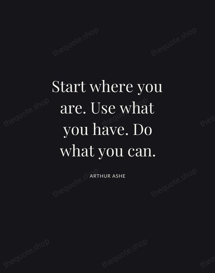 Start where you are. Use what you have. Do what you can. — Arthur Ashe | Printable Wall Art — Midnight Serif