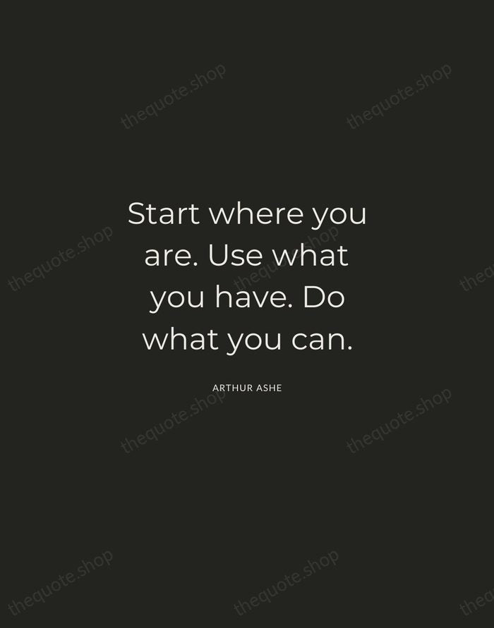 Start where you are. Use what you have. Do what you can. — Arthur Ashe — Charcoal Sans