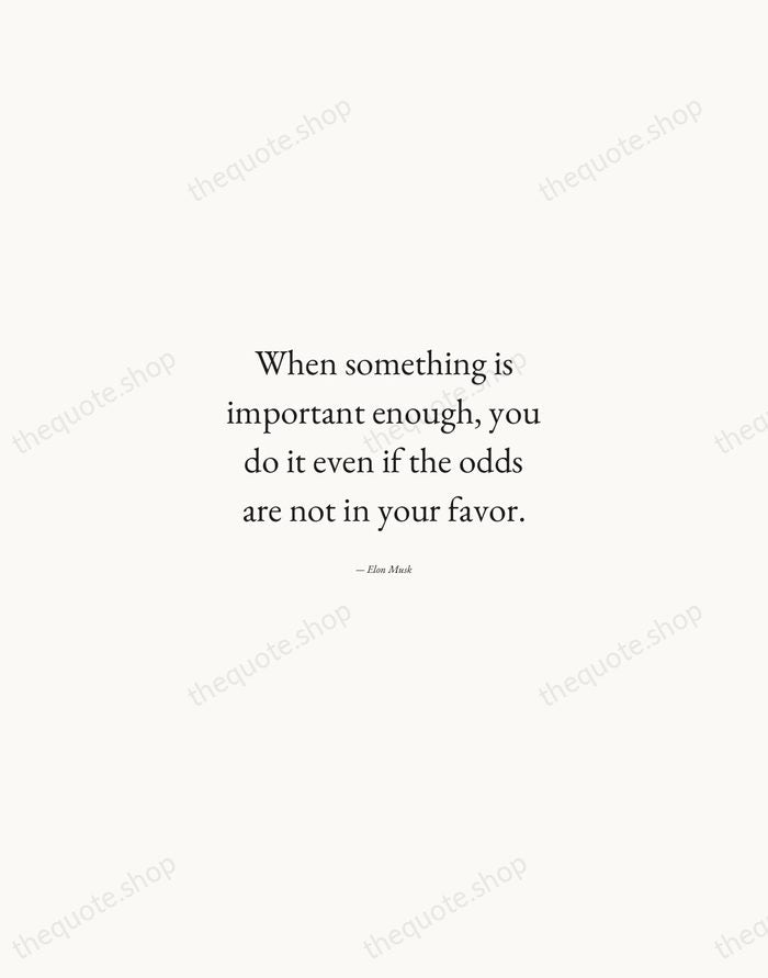 When something is important enough, you do it even if the odds… — Elon Musk — Quiet Garamond