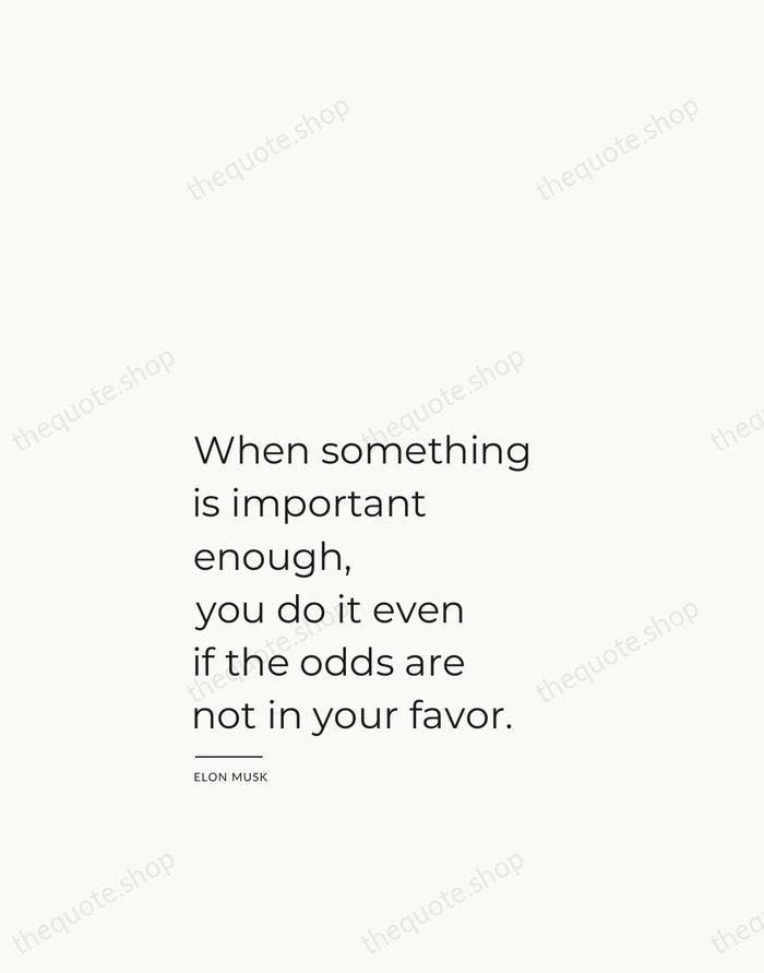 When something is important enough, you do it even if the odds… — Elon Musk — Studio Left
